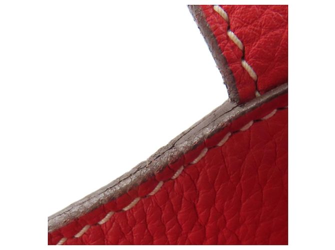 Borsa tote Double Sens Hermès in grigio Etoupe e rosso Taupe - vista 15