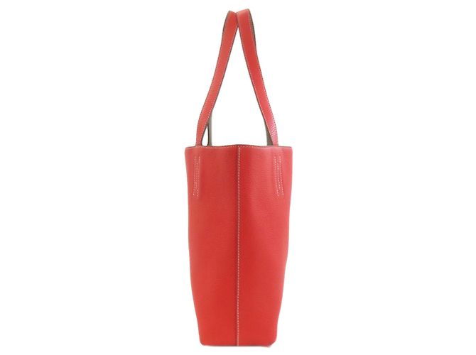 Borsa tote Double Sens Hermès in grigio Etoupe e rosso Taupe - vista 3