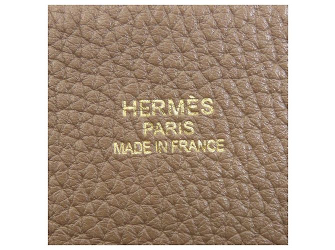 Borsa tote Double Sens Hermès in grigio Etoupe e rosso Taupe - vista 7