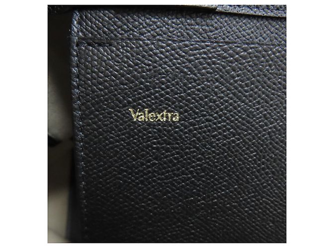Valextra Border Tote Bag aus Canvas Schwarz Weiß Marineblau - Ansicht 6