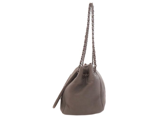 Borsa a spalla in pelle di agnello con catena Chanel Grigio antracite - vista 3