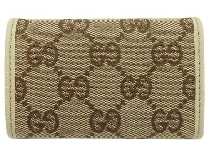 Chaveiro de lona e couro marrom Gucci - vista 2