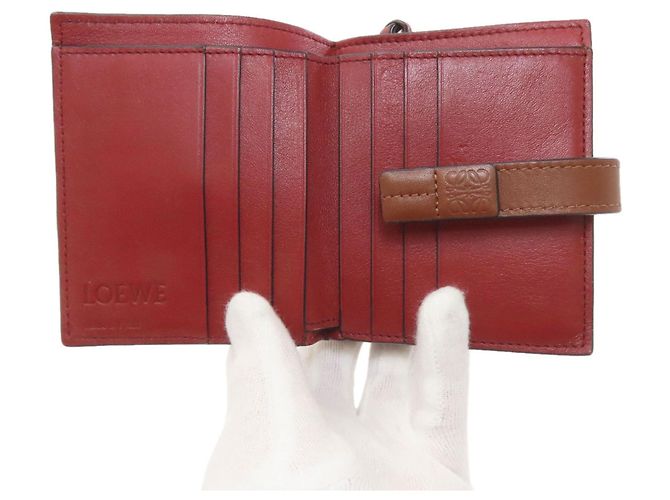 Billetera de cuero plegable Loewe en marrón Castaño - vista 4