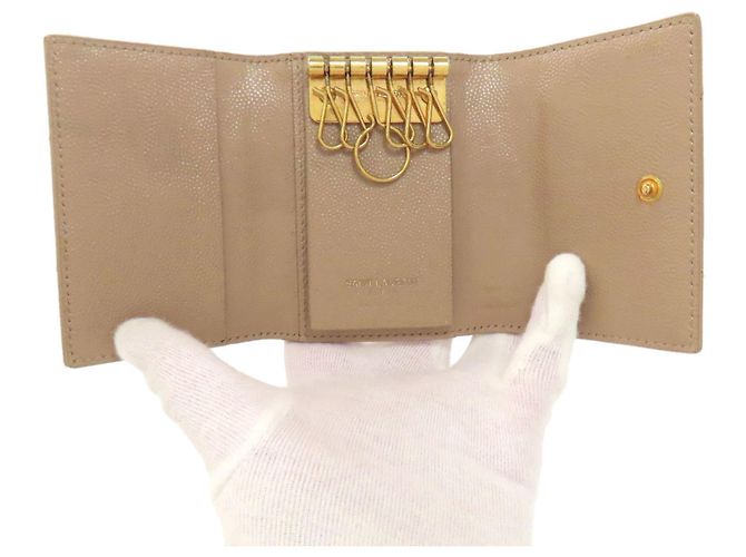 Llaveiro de cuero beige Saint Laurent - vista 4
