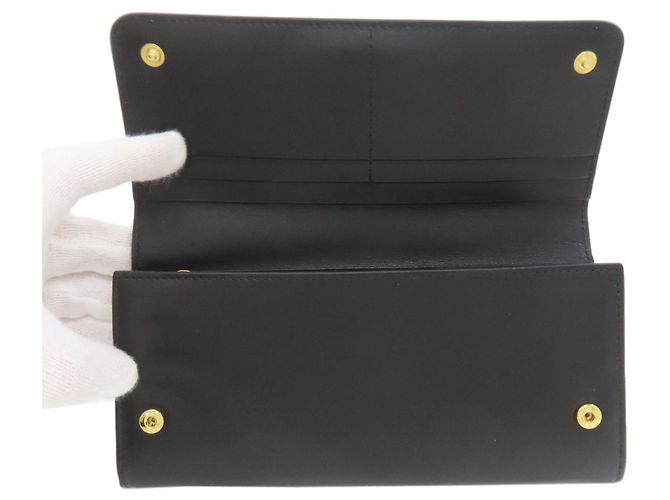 Portafoglio lungo con motivo a nastro Miu Miu Nero - vista 4