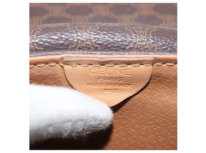 Céline Celine Vintage Macadam Canvas and Leather Marrone - vista 6