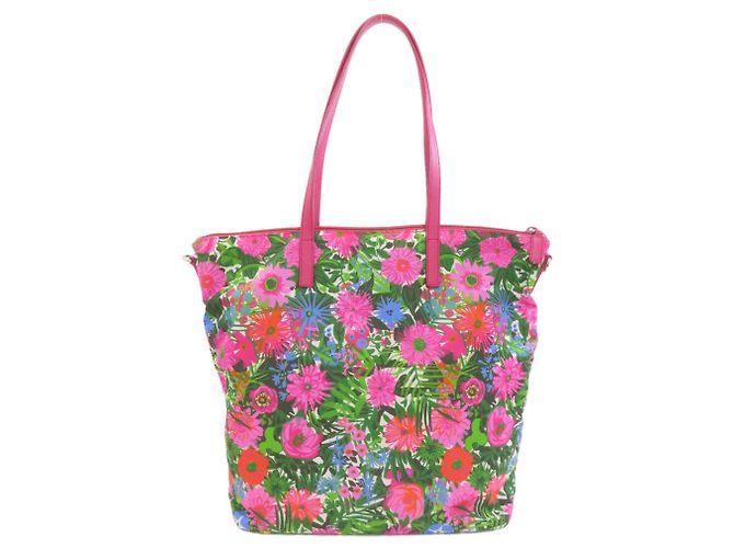 Borsa tote 2 in 1 in metallo con logo Prada e fiore Rosa - vista 2