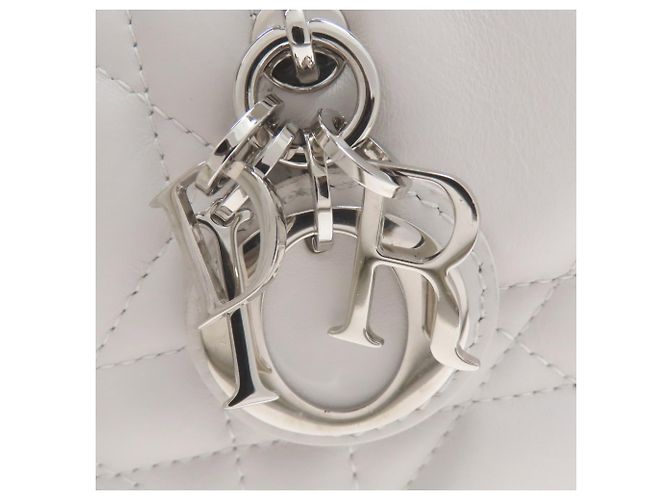 Borsa Tote Mini Macro Cannage Book Christian Dior Marrone Bianco - vista 13