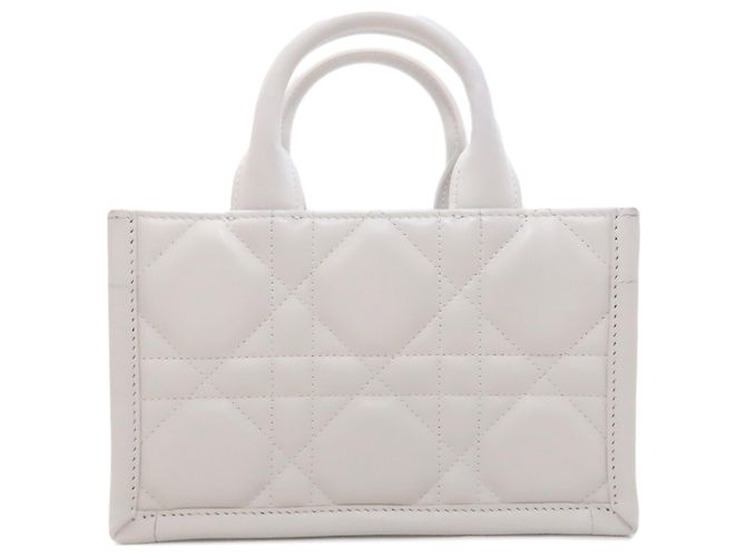 Borsa Tote Mini Macro Cannage Book Christian Dior Marrone Bianco - vista 2