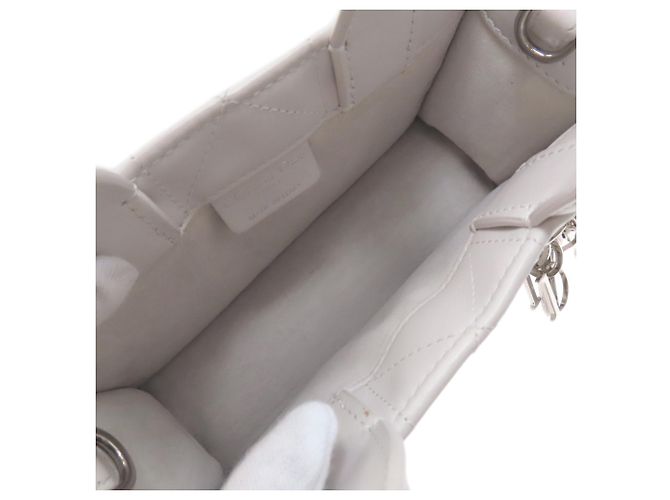 Borsa Tote Mini Macro Cannage Book Christian Dior Marrone Bianco - vista 5