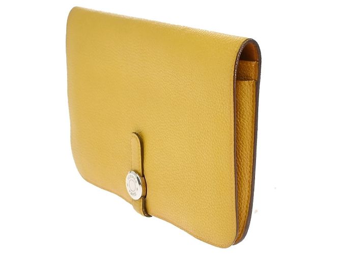 Billetera combinada Dogon Duo de cuero Hermès Amarillo - vista 3