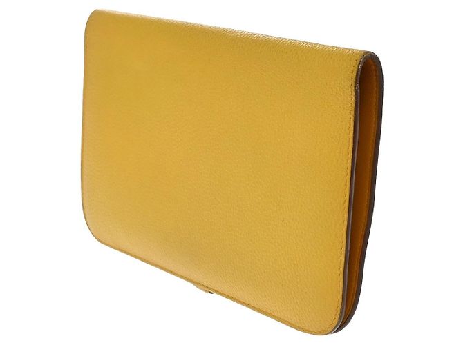 Billetera combinada Dogon Duo de cuero Hermès Amarillo - vista 4