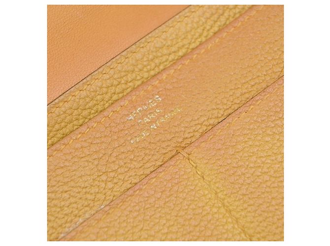 Billetera combinada Dogon Duo de cuero Hermès Amarillo - vista 6
