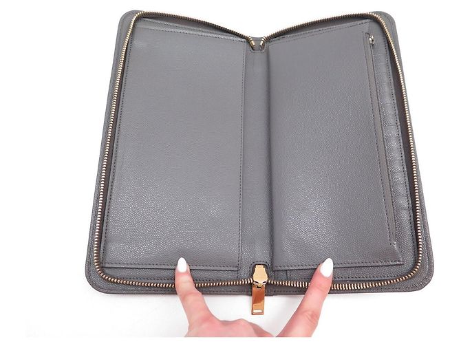 NUOVA POCHETTE DA VIAGGIO SAINT LAURENT 328559 CON ZIP PORTAFOGLI BORSA Grigio - vista 9