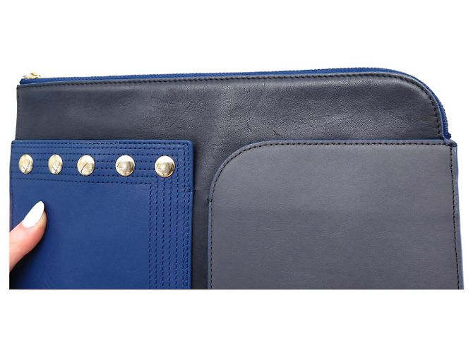POCHETTE DA VIAGGIO DIANE VON FURSTENBERG IN PELLE BICOLOR BLUE - vista 12