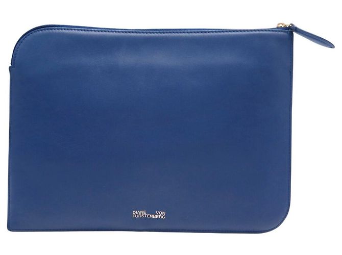 POCHETTE DA VIAGGIO DIANE VON FURSTENBERG IN PELLE BICOLOR BLUE - vista 2