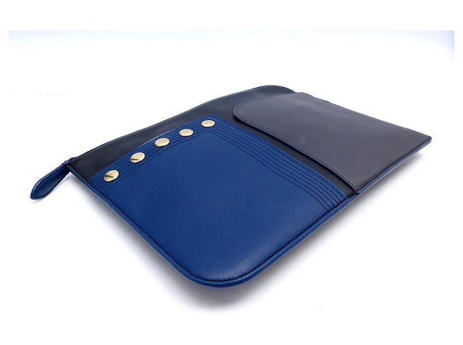 POCHETTE DA VIAGGIO DIANE VON FURSTENBERG IN PELLE BICOLOR BLUE - vista 3