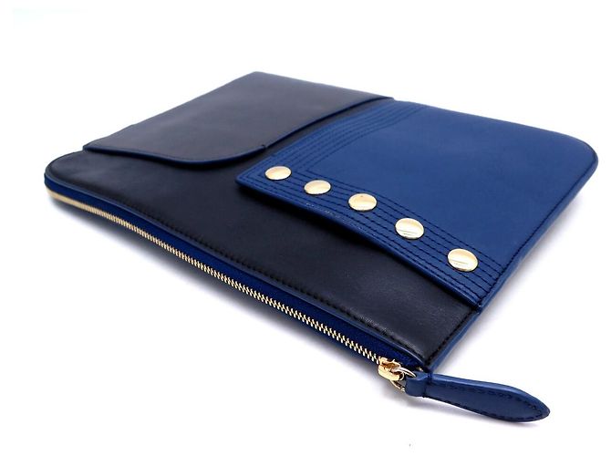 POCHETTE DA VIAGGIO DIANE VON FURSTENBERG IN PELLE BICOLOR BLUE - vista 4