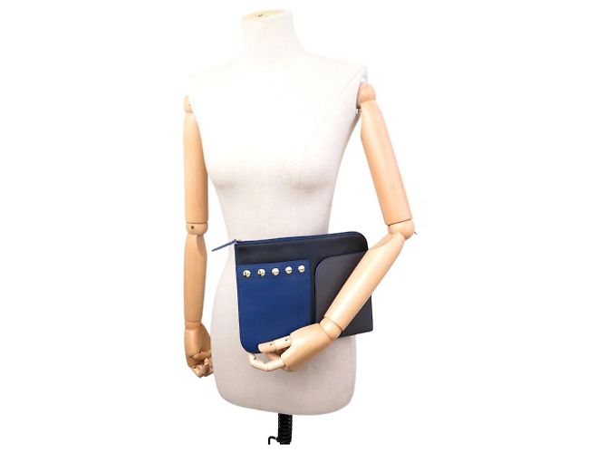 POCHETTE DA VIAGGIO DIANE VON FURSTENBERG IN PELLE BICOLOR BLUE - vista 5