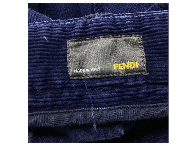 Fendi Regular-Fit-Hose aus dunkelblauem Cordstoff Marineblau - Ansicht 3