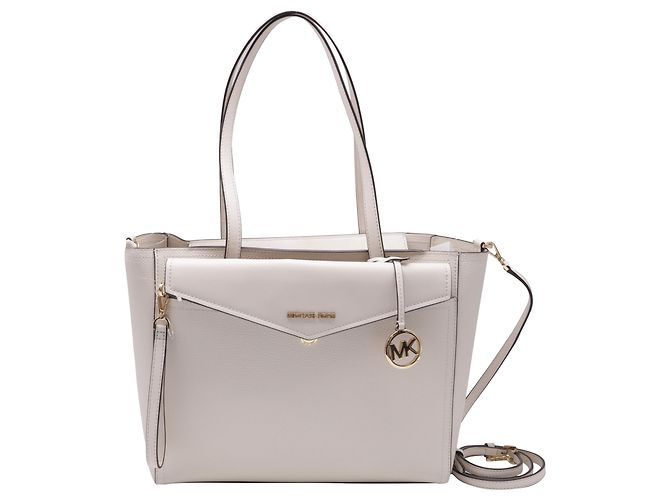Borsa Tote 3 in 1 in pelle martellata bianca Michael Kors Maisie Large - vista 2