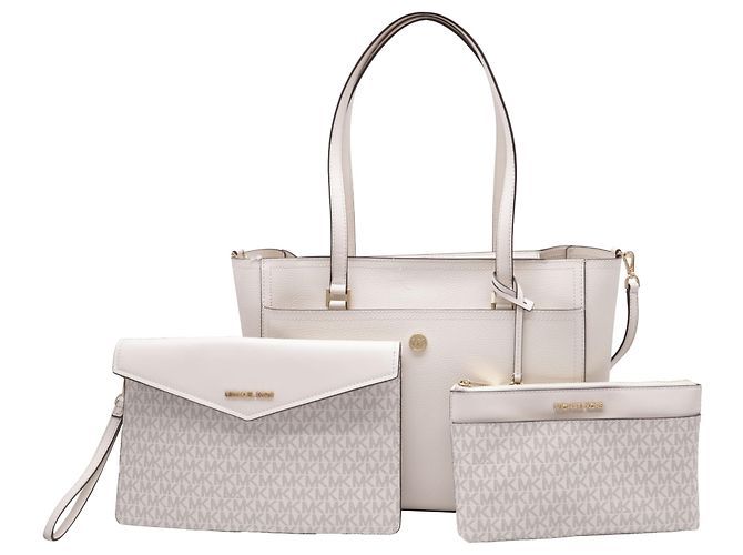 Borsa Tote 3 in 1 in pelle martellata bianca Michael Kors Maisie Large - vista 7