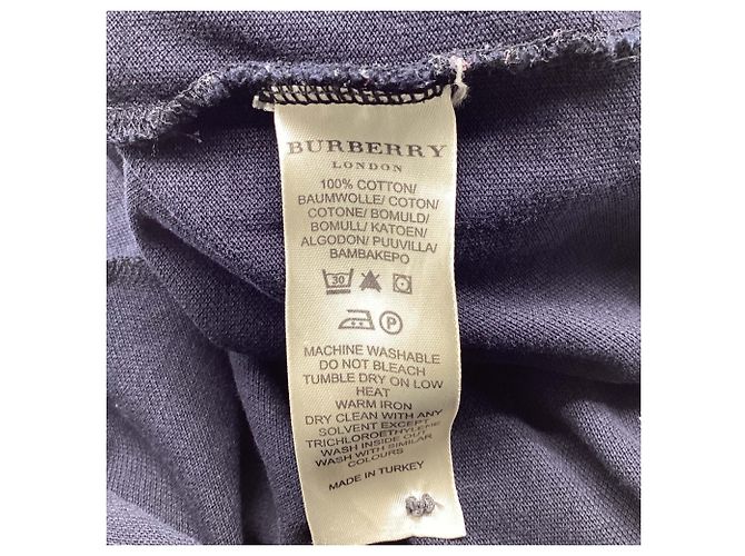 Polo em algodão preto com logo bordado Burberry Azul Azul marinho - vista 3