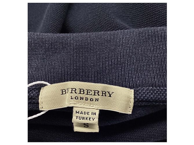 Polo em algodão preto com logo bordado Burberry Azul Azul marinho - vista 4