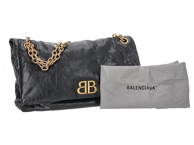 Everyday Borsa a Spalla Grande Monaco Chain Balenciaga in Pelle di Vitello Nera Nero - vista 5
