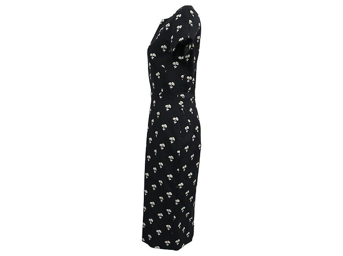 Vestido midi de jacquard floral Daisy de Victoria Beckham en algodón negro - vista 2