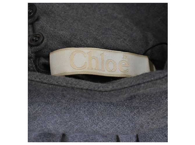 Blusa de cuello plisado de manga larga en lana gris Chloé - vista 4