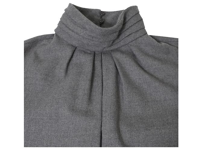 Blusa de cuello plisado de manga larga en lana gris Chloé - vista 5