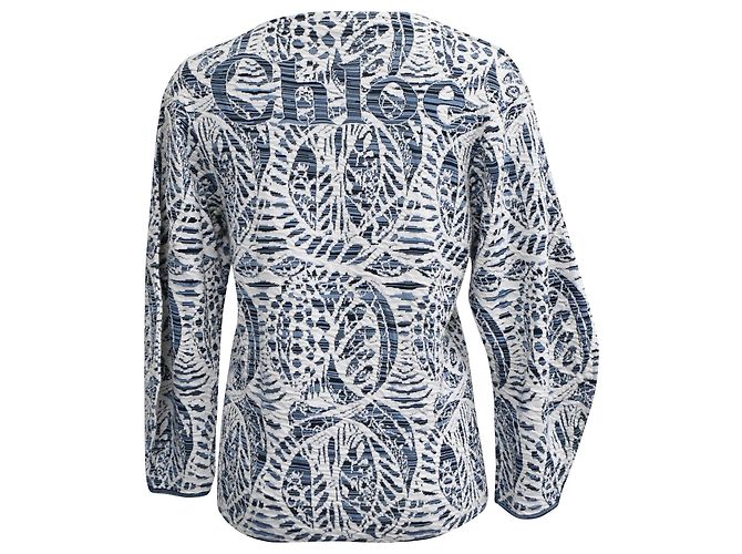 Pull en jacquard à motifs Chloé en viscose bleue et blanche - vue 3