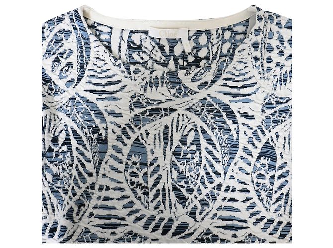 Pull en jacquard à motifs Chloé en viscose bleue et blanche - vue 4
