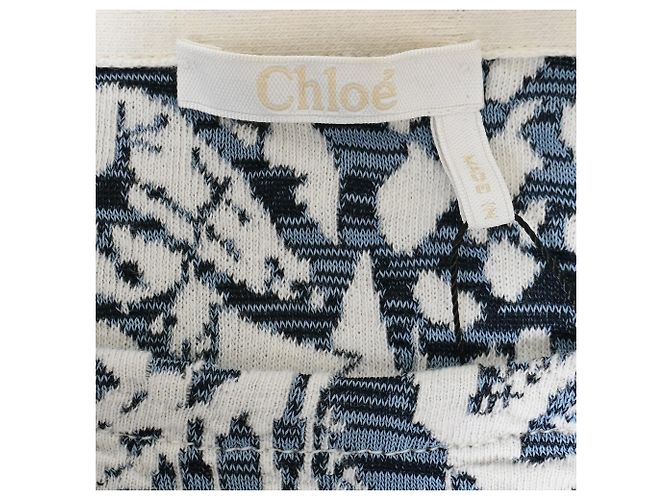 Pull en jacquard à motifs Chloé en viscose bleue et blanche - vue 5