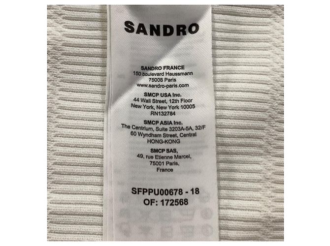 Cardigã de manga curta com bordas onduladas Sandro Cecil em viscose branca Branco Cru - vista 5