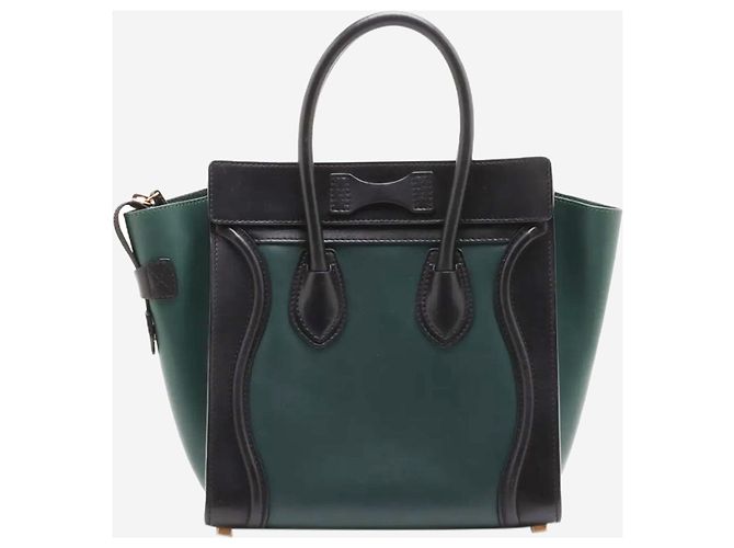Céline Bolsa Micro Luggage verde oscuro y negra - vista 2