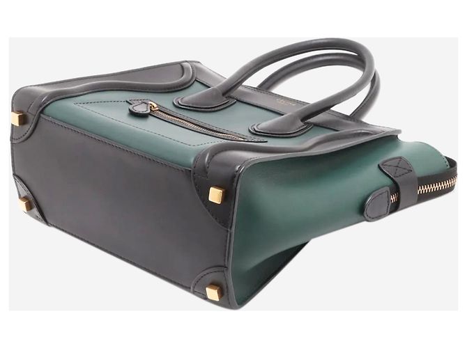 Céline Bolsa Micro Luggage verde oscuro y negra - vista 3