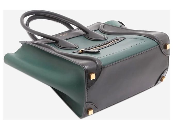 Céline Bolsa Micro Luggage verde oscuro y negra - vista 4