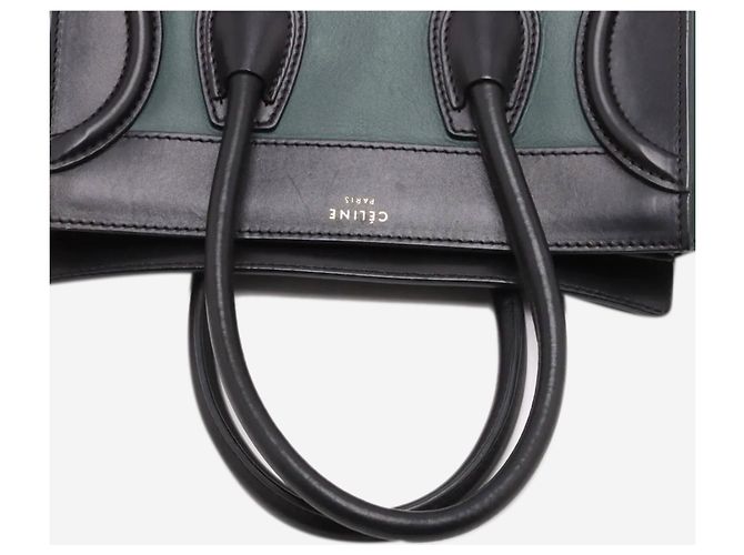 Céline Bolsa Micro Luggage verde oscuro y negra - vista 5