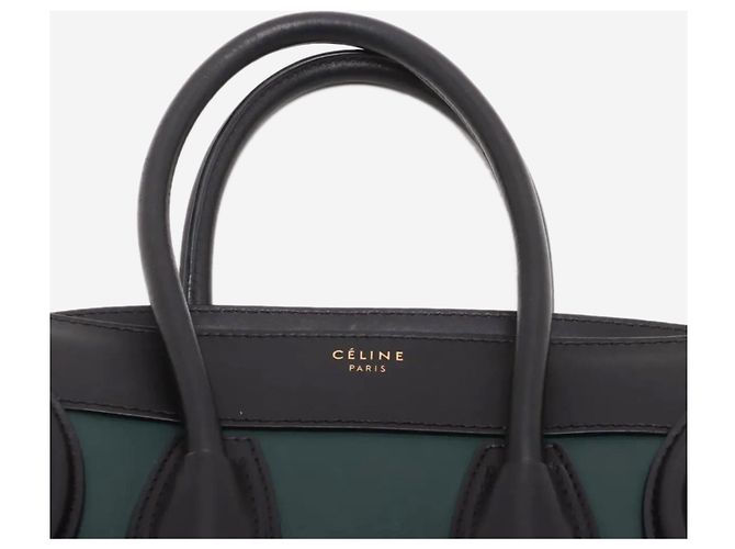 Céline Bolsa Micro Luggage verde oscuro y negra - vista 6