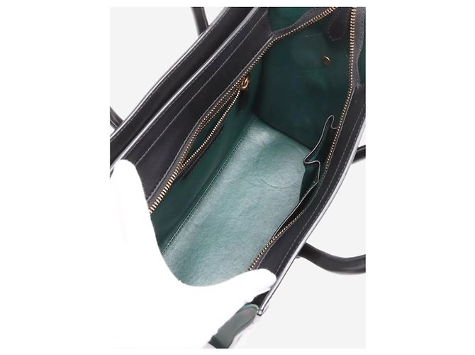 Céline Bolsa Micro Luggage verde oscuro y negra - vista 7