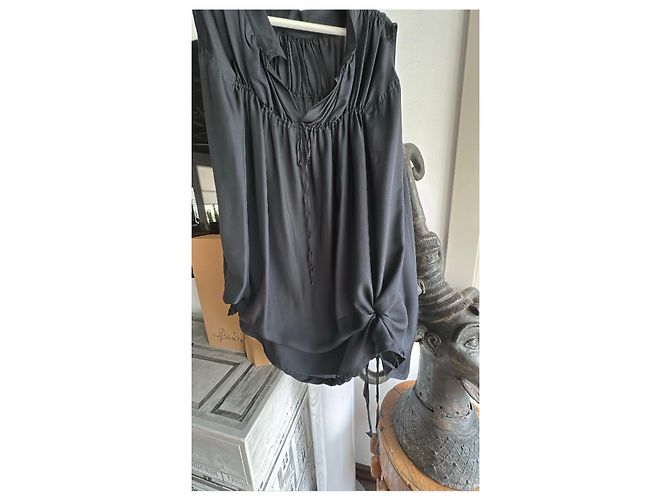 Top Ann Demeulemeester preto de seda - vista 13