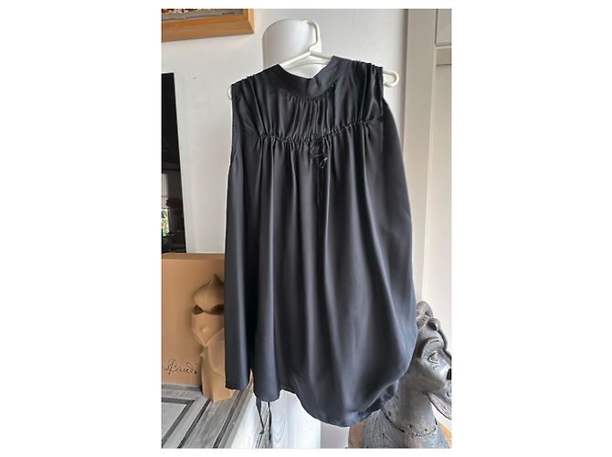 Top Ann Demeulemeester preto de seda - vista 9