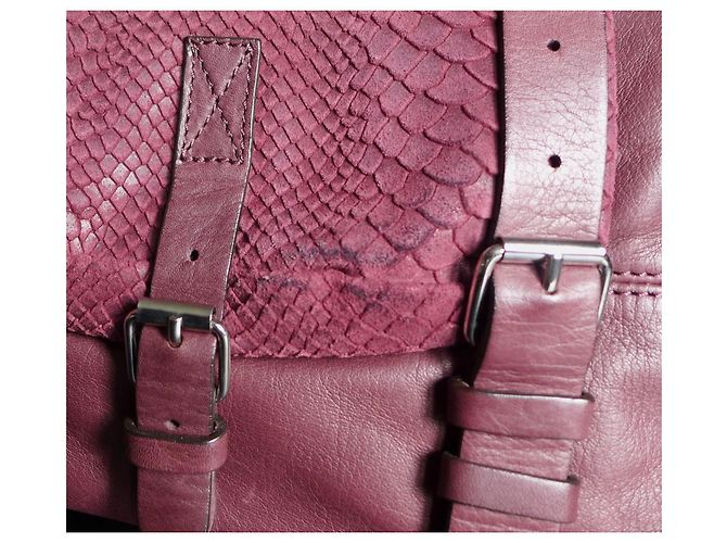 Autre Marque Atelier 13 Dundee Borsa a mano in pelle bordeaux Bordò - vista 12