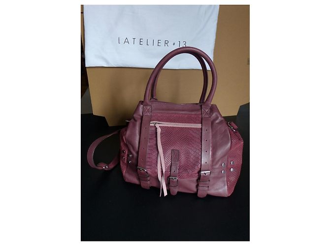 Autre Marque Atelier 13 Dundee Borsa a mano in pelle bordeaux Bordò - vista 2