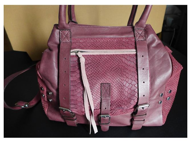 Autre Marque Atelier 13 Dundee Borsa a mano in pelle bordeaux Bordò - vista 3