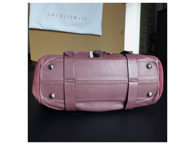 Autre Marque Atelier 13 Dundee Borsa a mano in pelle bordeaux Bordò - vista 4