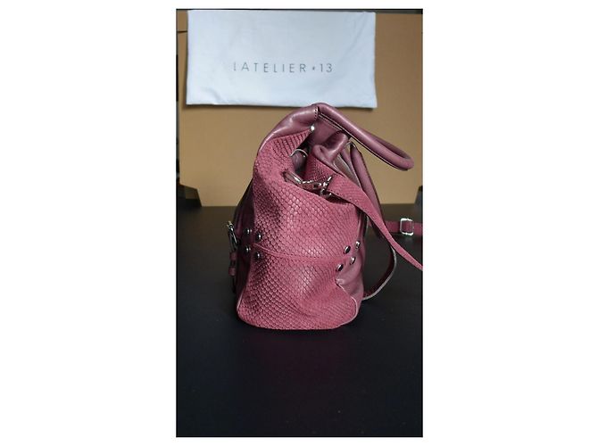Autre Marque Atelier 13 Dundee Borsa a mano in pelle bordeaux Bordò - vista 5