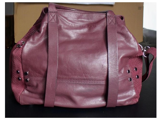 Autre Marque Atelier 13 Dundee Borsa a mano in pelle bordeaux Bordò - vista 6